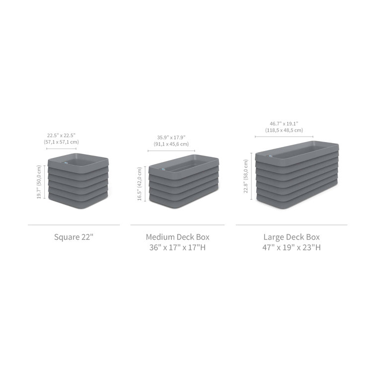 Slate Gray Rectangular Self-Watering Planter Box