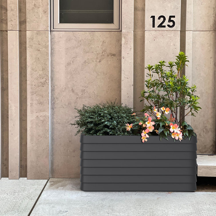 Slate Gray Rectangular Self-Watering Planter Box