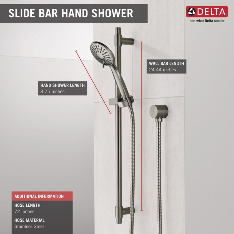 Stainless Steel Adjustable Handheld Shower with Slide Bar