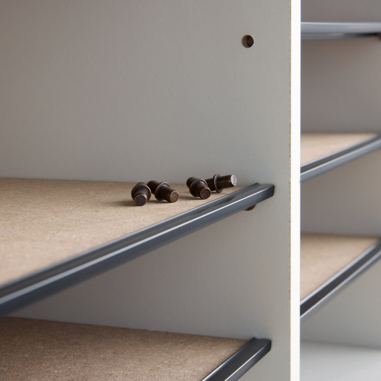 Modular 24-Compartment Gray Literature Sorter with Adjustable Shelves