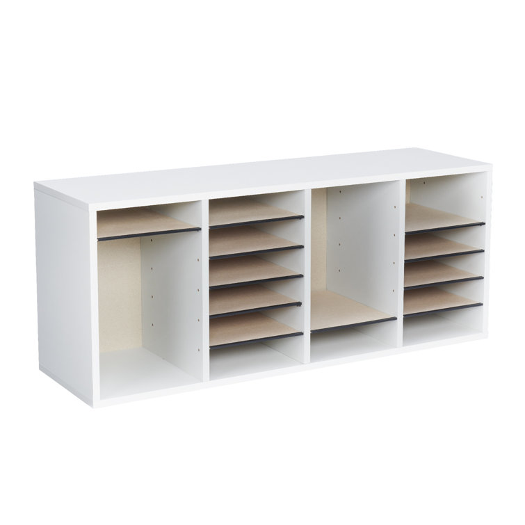 Modular 24-Compartment Gray Literature Sorter with Adjustable Shelves