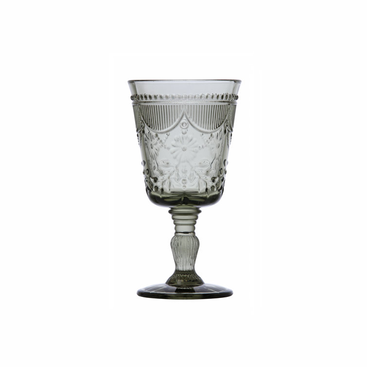 Amber 10oz Abstract Design Glass Goblet Set of 6