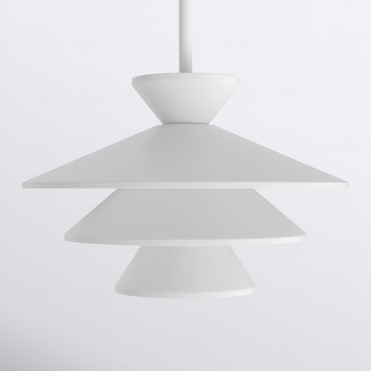 White Metal Cone Pendant Light with Adjustable Rod