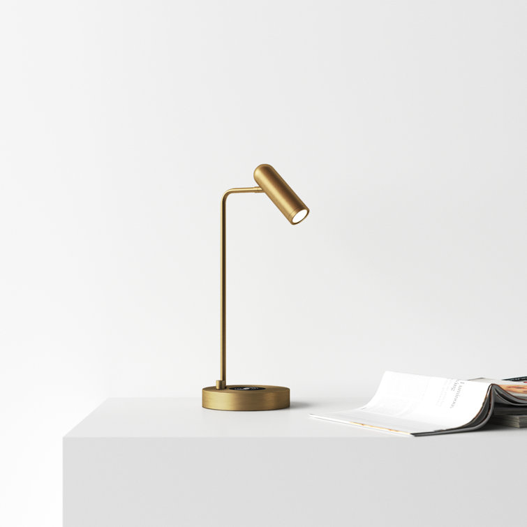AdessoCharge 17" Antique Brass LED Desk Lamp with Wireless Charging