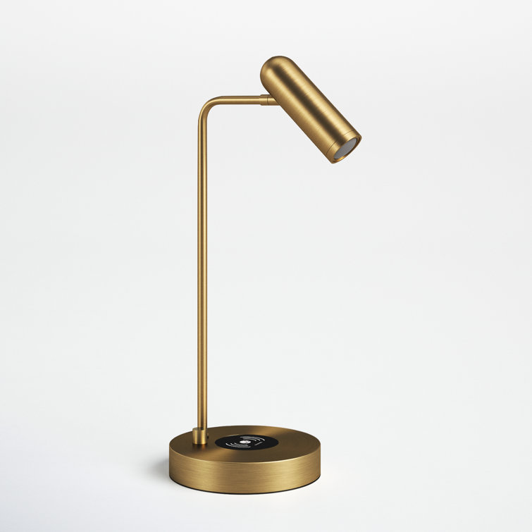 AdessoCharge 17" Antique Brass LED Desk Lamp with Wireless Charging