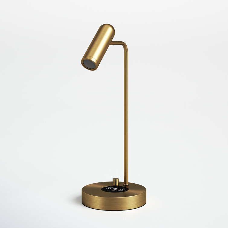 AdessoCharge 17" Antique Brass LED Desk Lamp with Wireless Charging