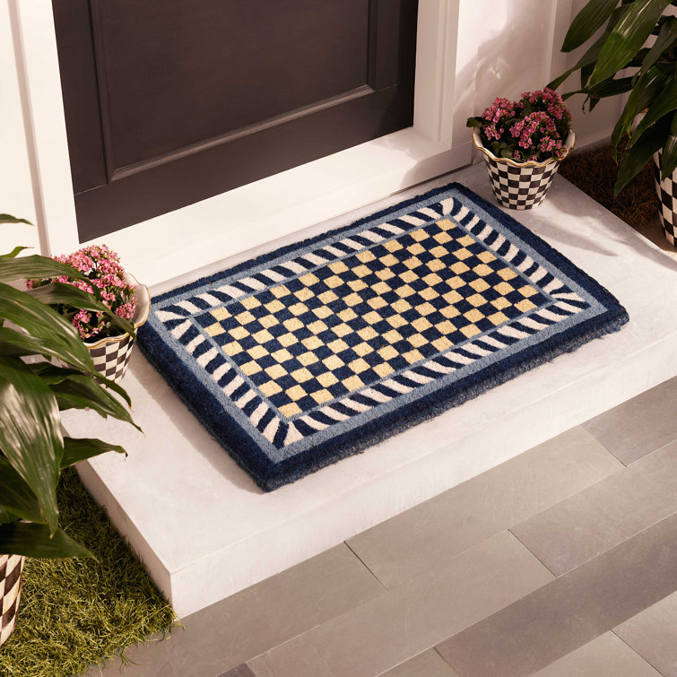 Elegant Floral Coir Rectangular Outdoor Mat with Non-Slip Vinyl Back