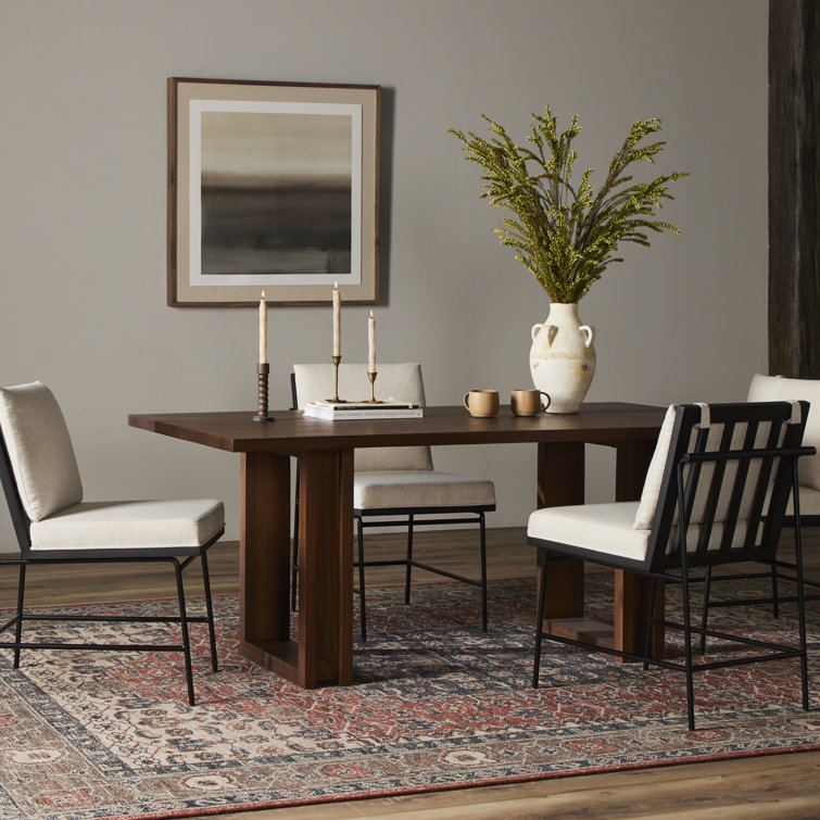 Brown Wash Solid Wood Rectangular Dining Table for Eight