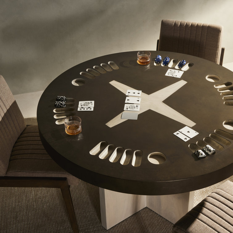 Handmade Guanacaste Wood and Metal 6-Player Poker Table