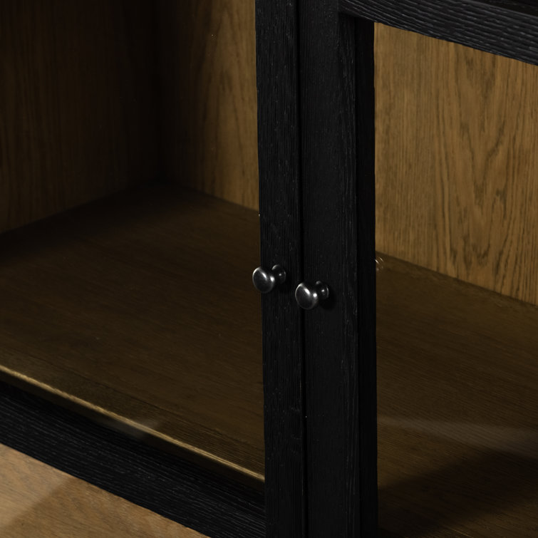 Millie Matte Black and Oak Double Display Cabinet