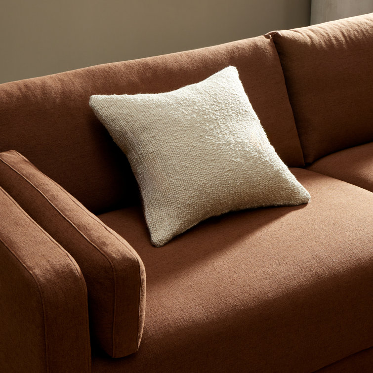 Francia Oatmeal Boucle Square Linen Throw Pillow
