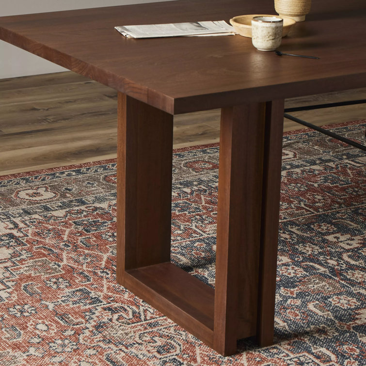 Brown Wash Solid Wood Rectangular Dining Table for Eight