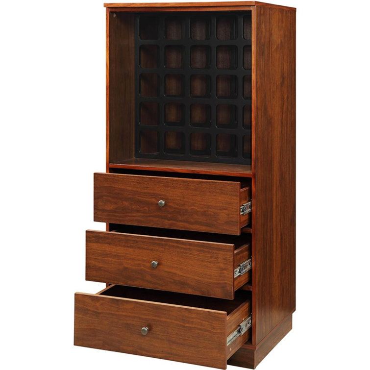 Elegant 24'' Walnut MDF Wine Cabinet with Ample Storage