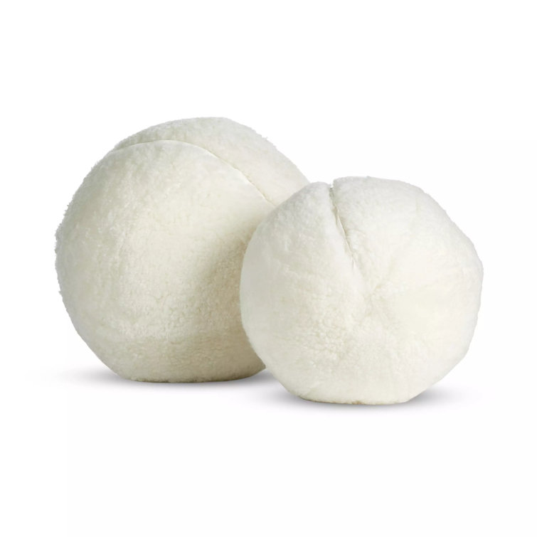White Shearling Reversible Round Throw Pillow Set