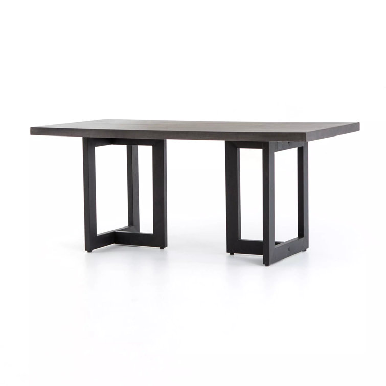Judith Black Iron and Lava Stone Rectangular Dining Table