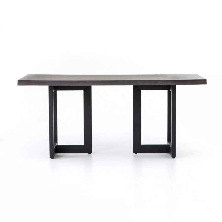 Judith Black Iron and Lava Stone Rectangular Dining Table