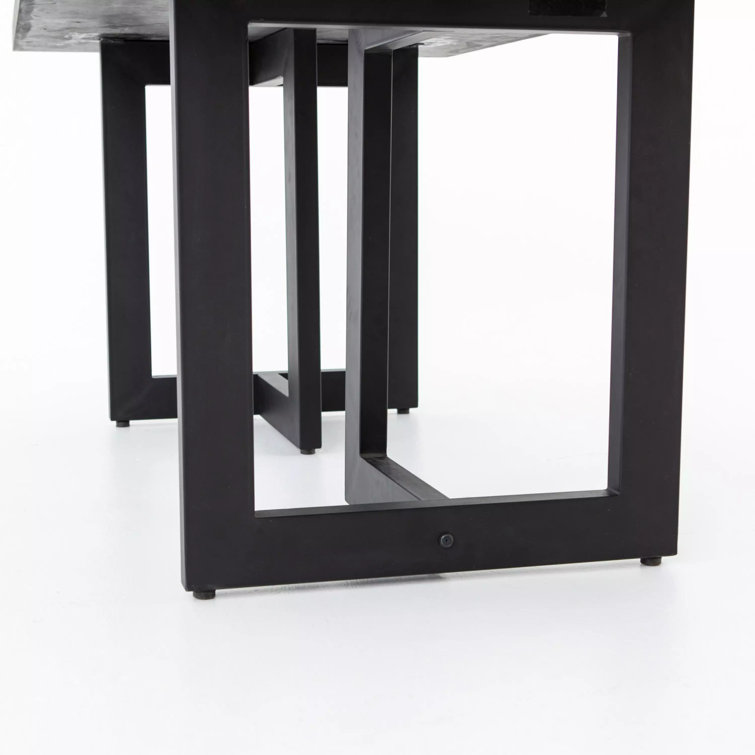 Judith Black Iron and Lava Stone Rectangular Dining Table