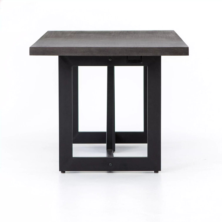 Judith Black Iron and Lava Stone Rectangular Dining Table