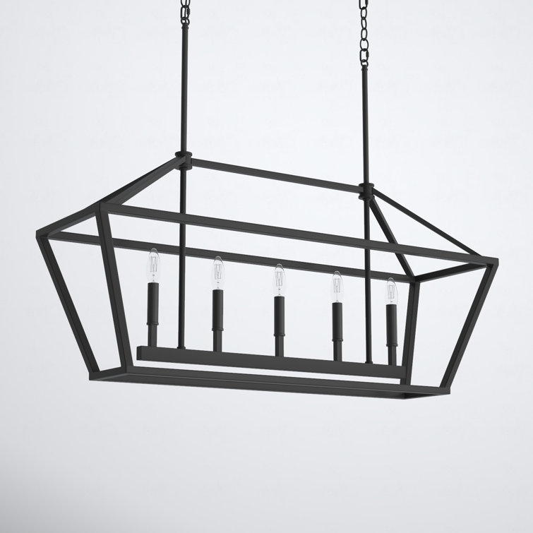 Elegant Matte Black 56" Taper Candle Chandelier with Adjustable Rods