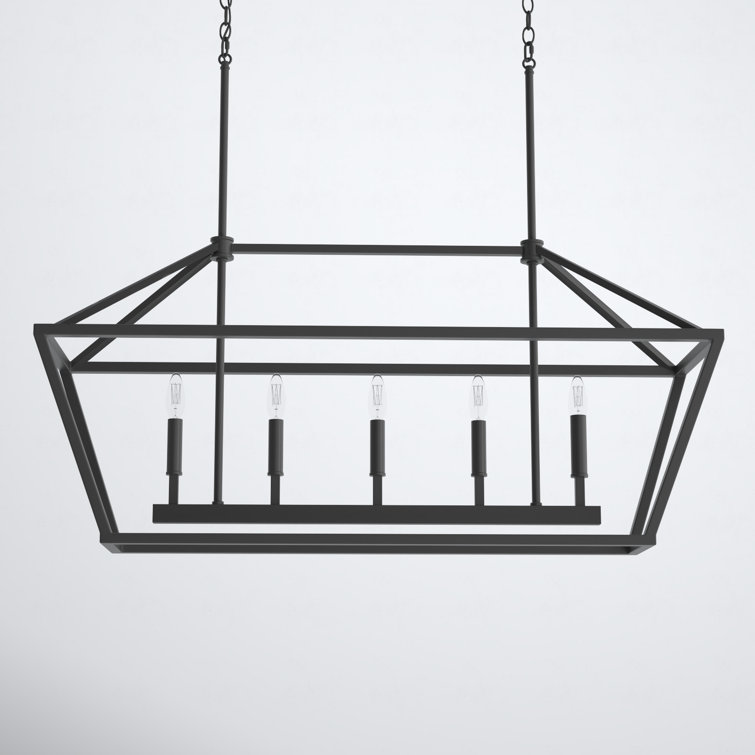 Elegant Matte Black 56" Taper Candle Chandelier with Adjustable Rods