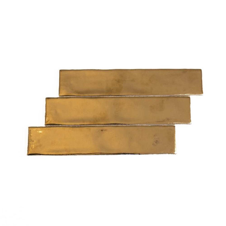 Midas Gold Glossy Ceramic 2" x 10" Subway Wall Tile