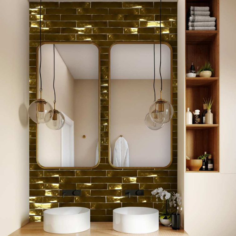 Midas Gold Glossy Ceramic 2" x 10" Subway Wall Tile