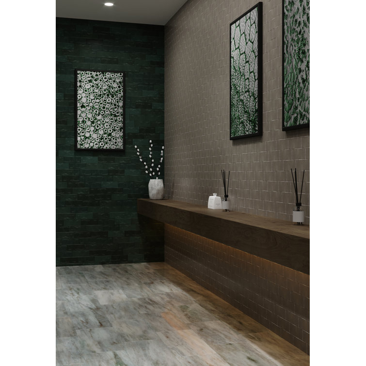 Passion 3" x 8" Glossy Gray Porcelain Wall Tile