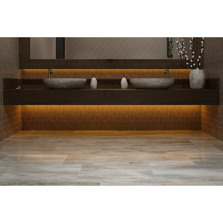 Passion 3" x 8" Glossy Gray Porcelain Wall Tile