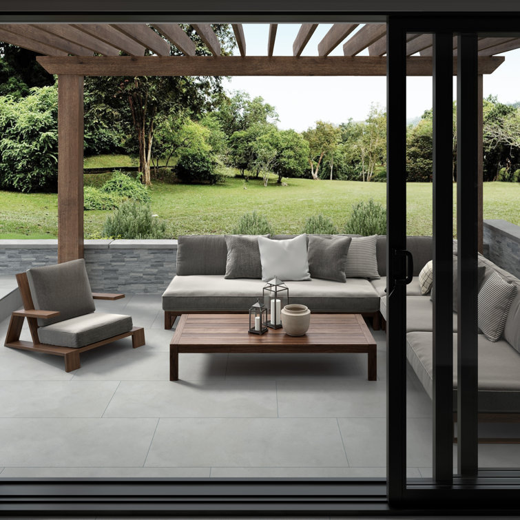 24" x 24" Silver Porcelain Concrete Look Tile