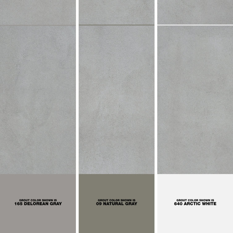 24" x 24" Silver Porcelain Concrete Look Tile