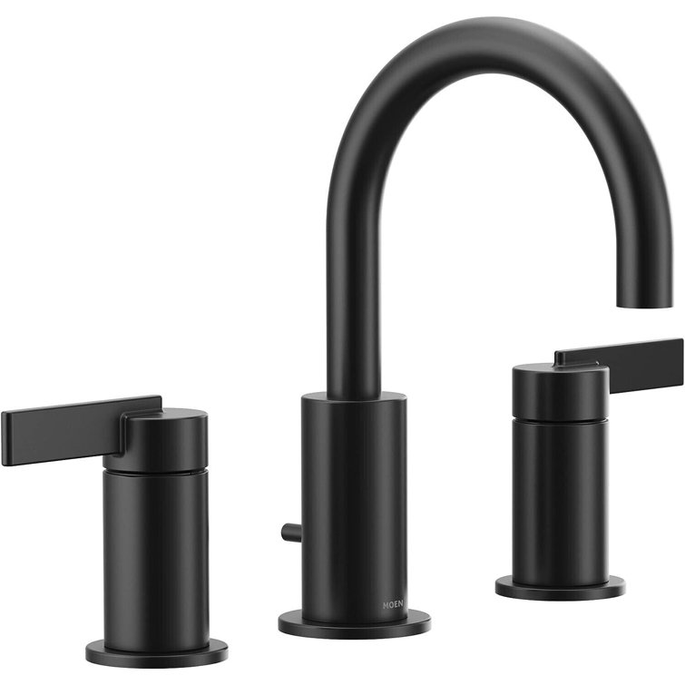 Contemporary Matte Black 16" Widespread Bathroom Faucet in Chrome
