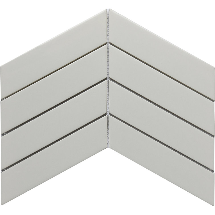 Fawn Polished Glass Herringbone Mosaic Wall Tile
