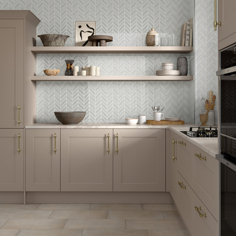White Frosted Glass Herringbone Mosaic Wall Tile