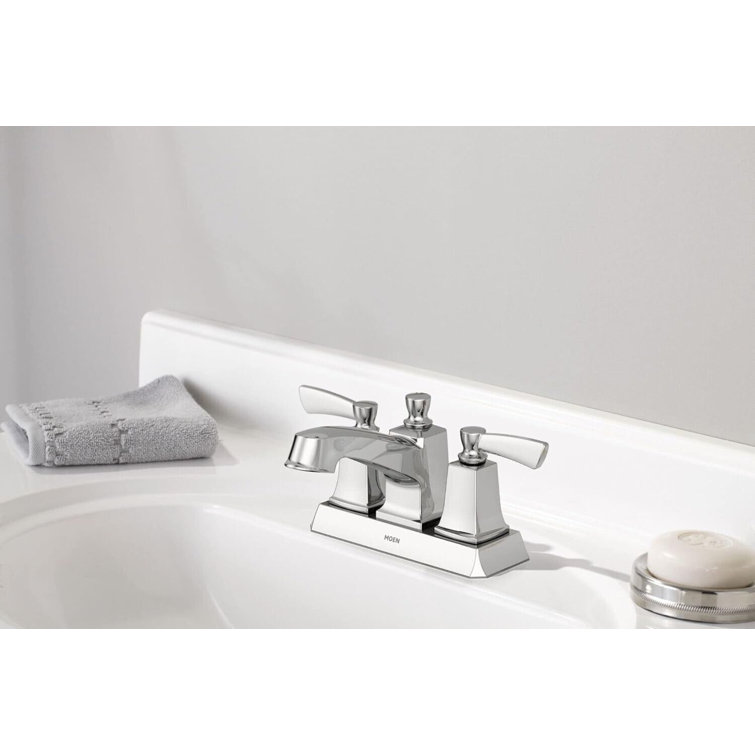Conway Chrome 4-Inch Centerset Double Handle Bathroom Faucet