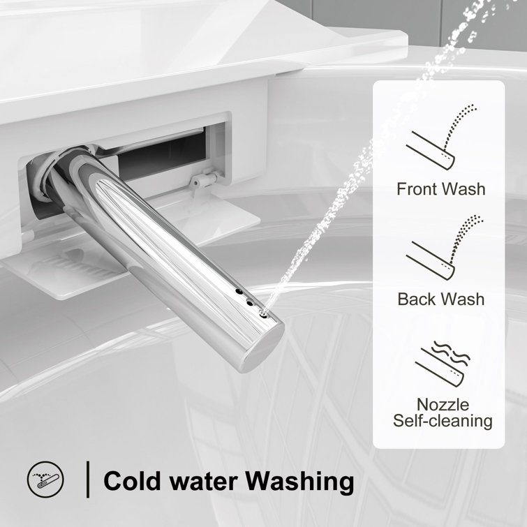 Elongated White Ceramic Smart Bidet Toilet with Dual Flush
