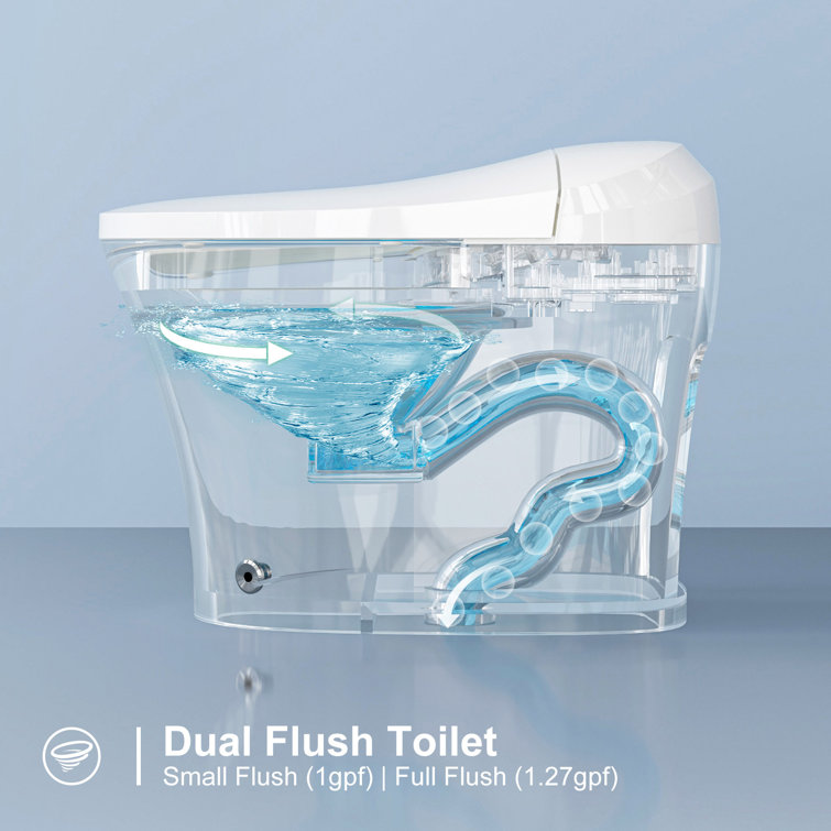 Elongated White Ceramic Smart Bidet Toilet with Dual Flush