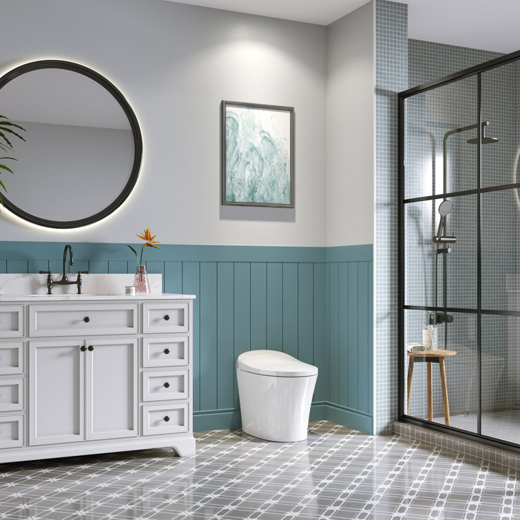 Elongated White Ceramic Smart Bidet Toilet with Dual Flush