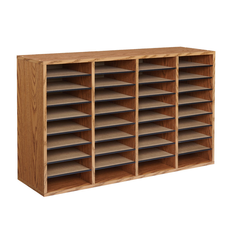 Medium Oak 36-Compartment Adjustable Wood Organizer