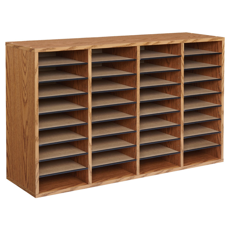Medium Oak 36-Compartment Adjustable Wood Organizer