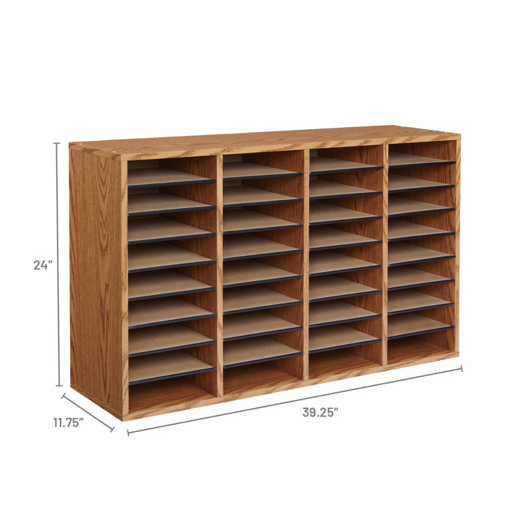 Medium Oak 36-Compartment Adjustable Wood Organizer