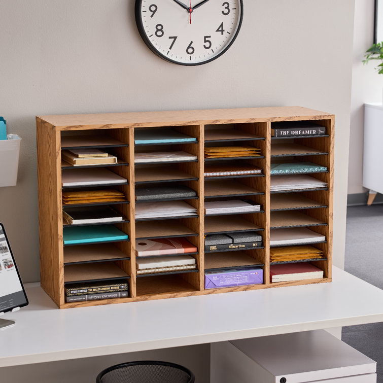 Medium Oak 36-Compartment Adjustable Wood Organizer