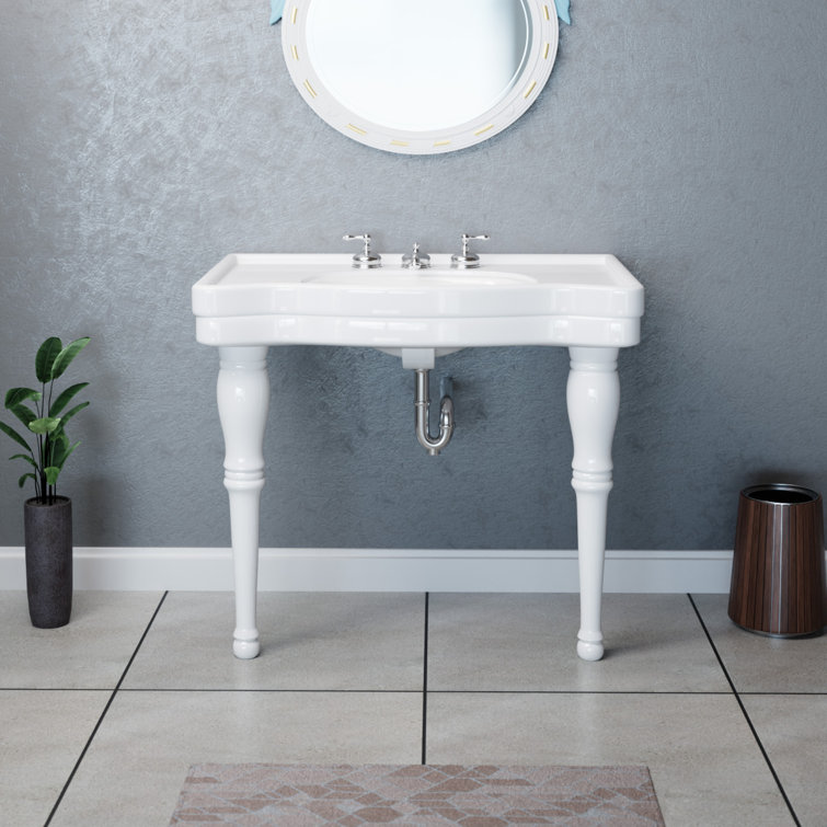 Belle Epoque White Ceramic Console Sink with Spindle Legs