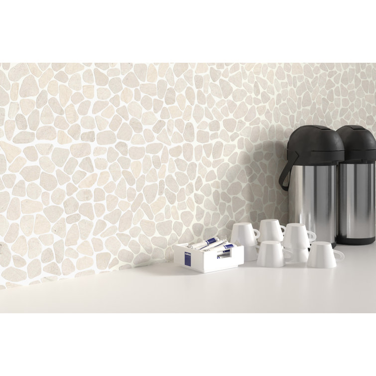 Ivory Pebble Stone 12x12 Textured Mosaic Tile