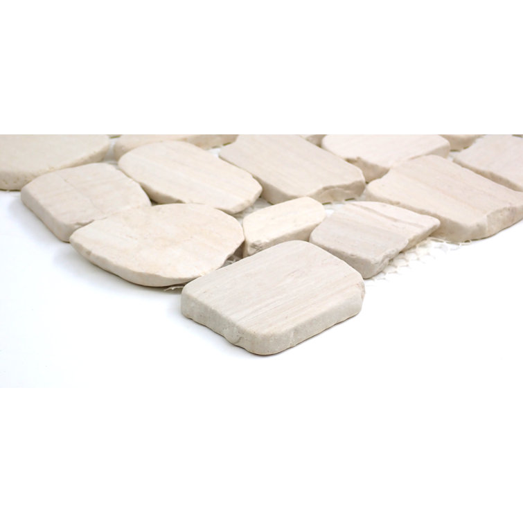 Ivory Pebble Stone 12x12 Textured Mosaic Tile
