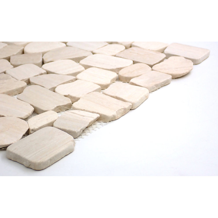 Ivory Pebble Stone 12x12 Textured Mosaic Tile