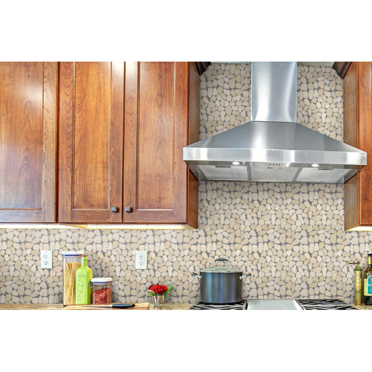 Beige Pebble Stone 12x12 Mosaic Tile with Wavy Edge