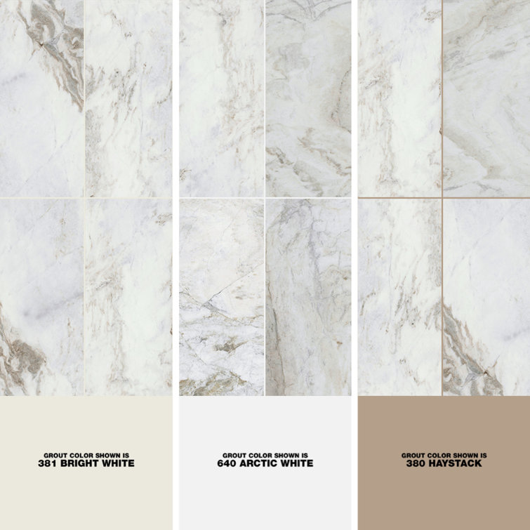Kalta 12" x 24" Polished White Marble Look Tile