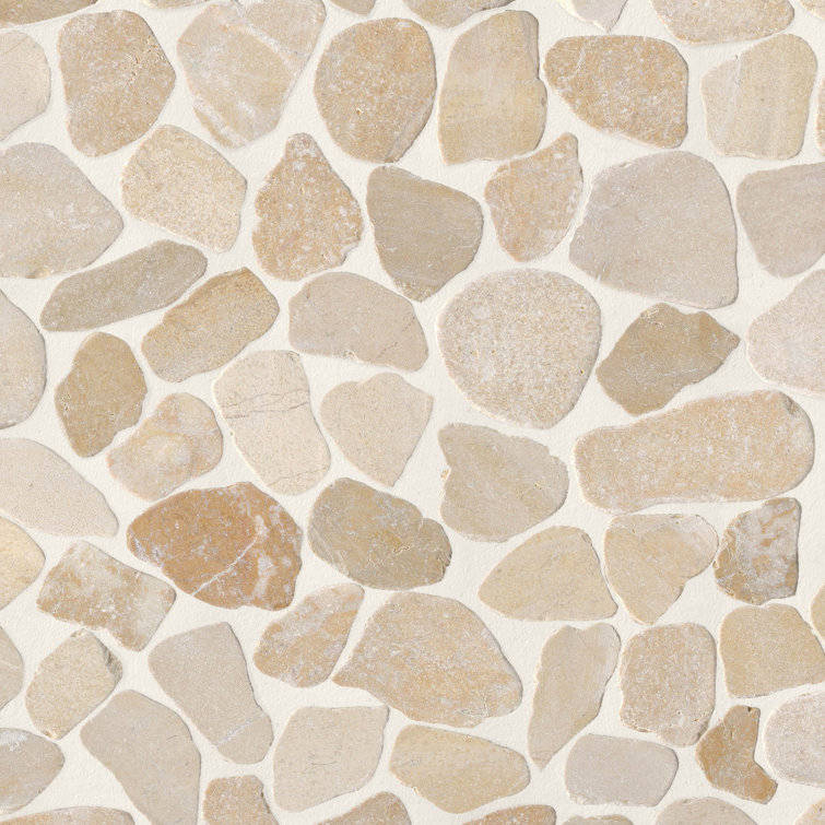 Beige Pebble Stone 12x12 Mosaic Tile with Wavy Edge