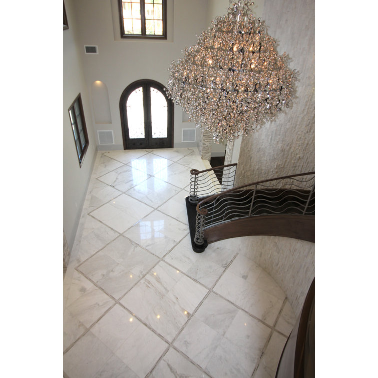Kalta 12" x 24" Polished White Marble Look Tile