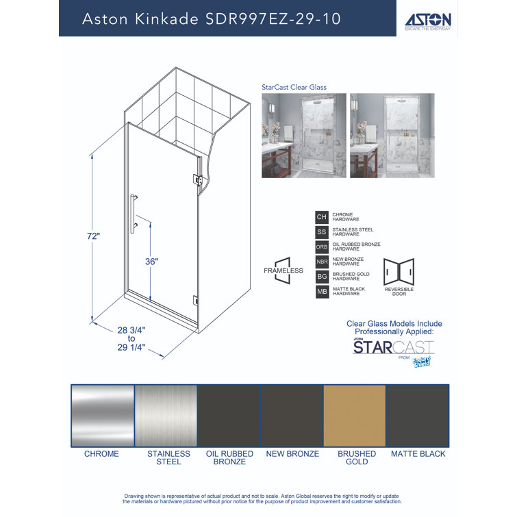 Kinkade Matte Black Frameless Tempered Glass Shower Door